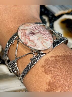 Wave Dolomite Crystal Cuff - Adjustable